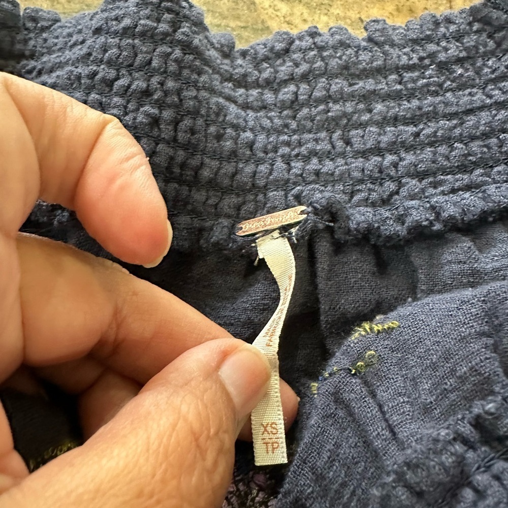 FREE PEOPLE Navy Saachi Smocked Top (101) - Picture 8 of 8